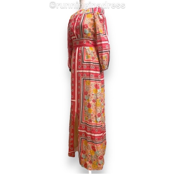 NWT Anthropologie Laia Dea Retro Boho Floral Printed Silk Pink & Yellow Dress - Picture 6 of 16